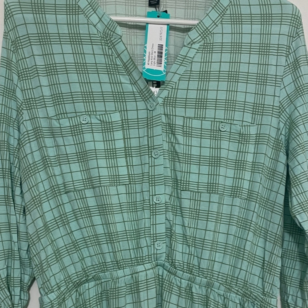 41 Hawthorn Mint Checkered Long Sleeve Dress women’s medium -NWT - Picture 4 of 6